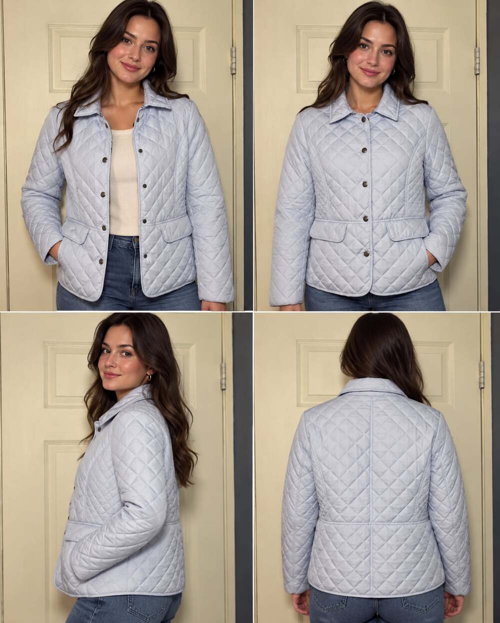 Pink Platinum Quilted Jacket Light Blue